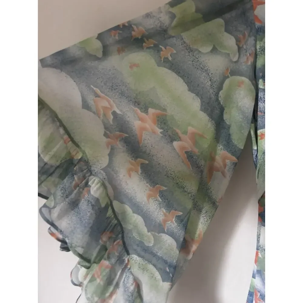 Vintage Montgomery Ward Dress Medium Floral Multicolor Boho Goddess Aline 70s - Picture 4 of 13